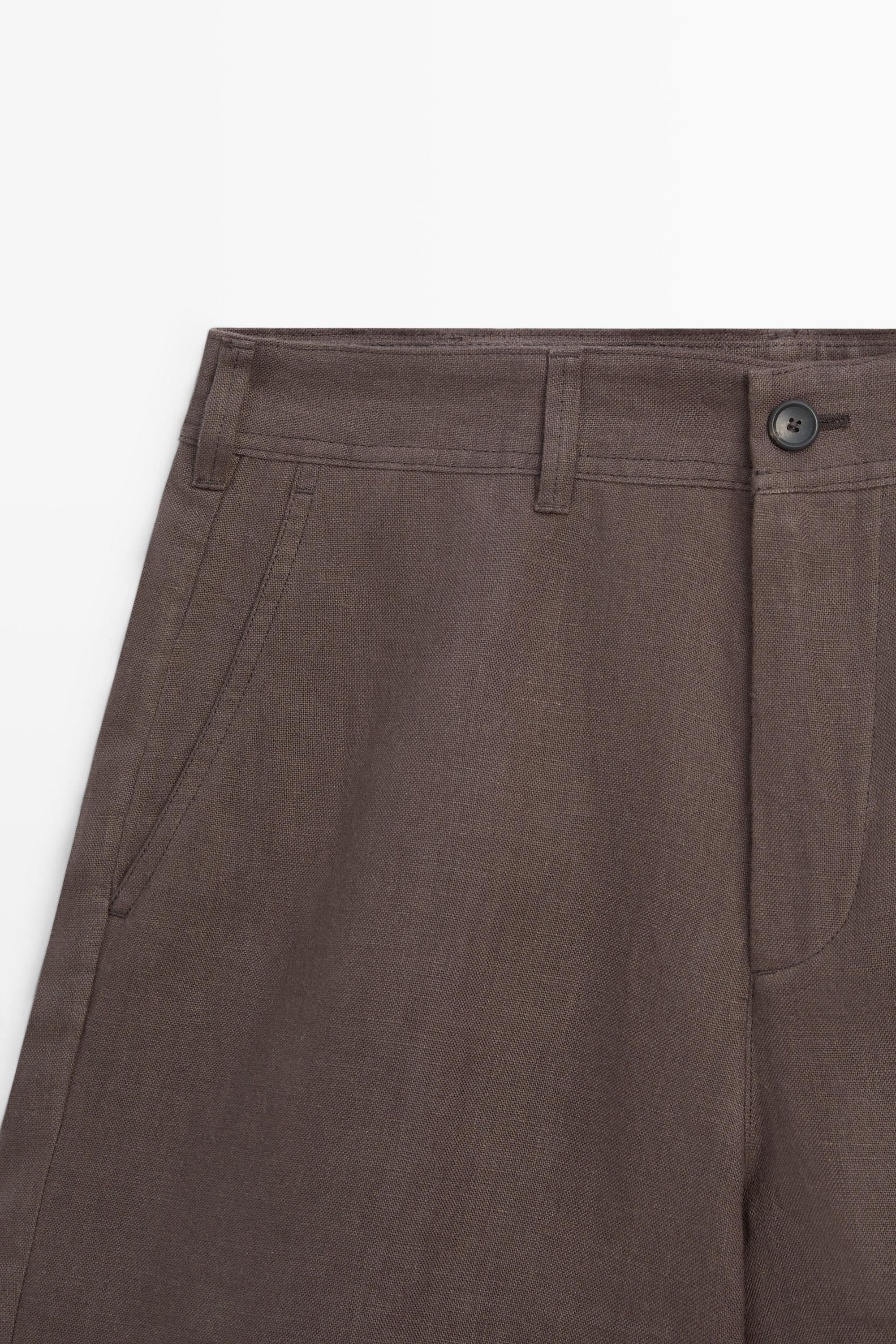 100% linen short Bermuda shorts